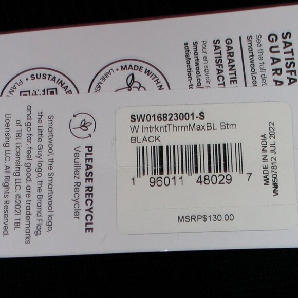 Smartwool Intraknit Thermal Max Merino Base Layer Bottom Women's SM Pants Black - Picture 5 of 5